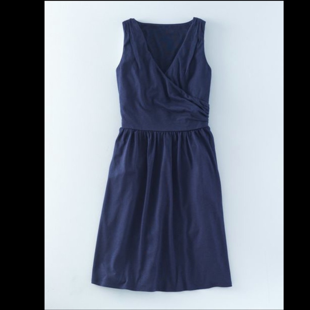 Boden Size 8 Petite Navy Pretty Ruched Wrap Dress